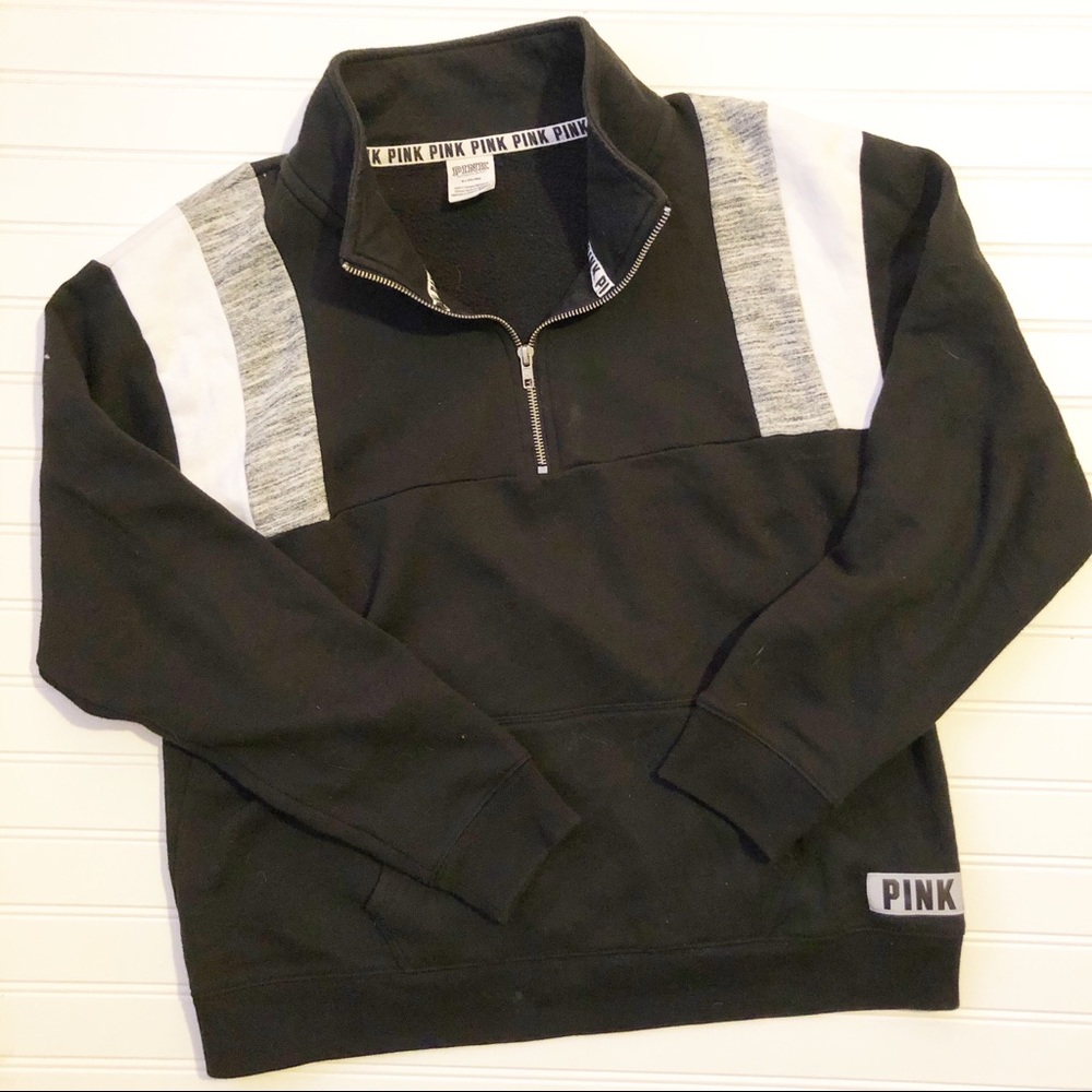 Victoria’s Secret Pink Black 1/4 Zip Pullover M